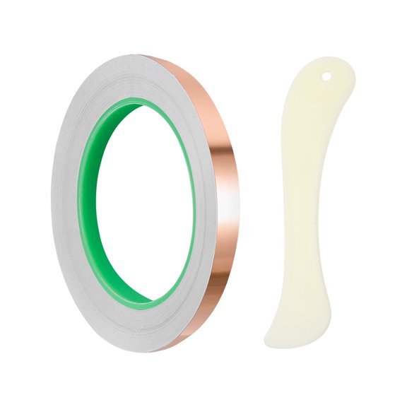 Copper Foil Tape, (0.12 Inch x 66 FT, Brass) (1 Set), Double Conductive Adhesive Tape for Guitar Shielding