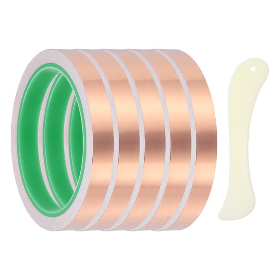 Copper Foil Tape, (0.12 Inch x 66 FT, Brass) (1 Set), Double Conductive Adhesive Tape for Guitar Shielding