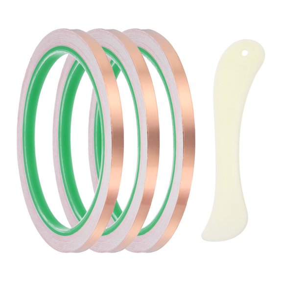 Copper Foil Tape, (0.12 Inch x 66 FT, Brass) (1 Set), Double Conductive Adhesive Tape for Guitar Shielding