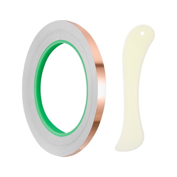 Copper Foil Tape, (0.12 Inch x 66 FT, Brass) (1 Set), Double Conductive Adhesive Tape for Guitar Shielding