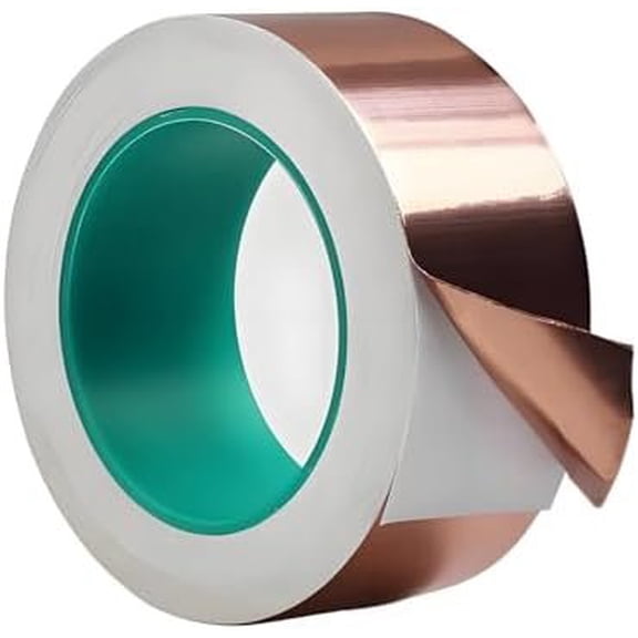 Copper Foil Tape 2Inch x 50  Double Conductive Metal Adhesive Tape for Guitar EMI/RFI Shielding, Grounding, Electrical Repairs, DIY Crafts Decor,  Shield, Solder, Duct Insulation Wrap, Garden