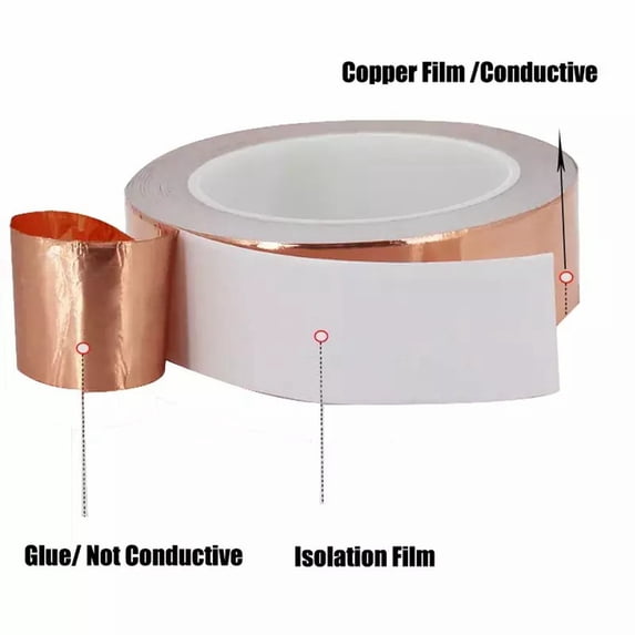 Copper Foil Tape Self Adhesive High Temperature Durable Versatile Strong Adhesion Heat Resistant Electrical Shielding DIY Use