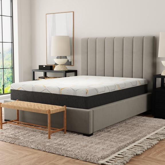 Copper Gel Mattress For Twin Xl, Edge Support, Air Grid - Grey, 12 Memory Foam Mattress, Base Grey