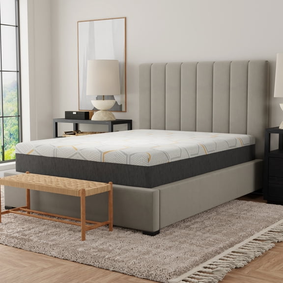 Copper Gel Memory Foam Mattress 12" Full. Edge Support For Extra Sleeping Space. Air Grid Base. Breathable Foam. Compressed & Rolled. Grey Cover Cooling A Relaxing Night's Sleep. Base Washable