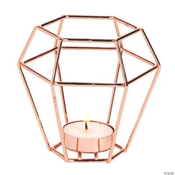 Copper Geometric Tea Light Holders, Wedding, Home Decor, 3 Pieces