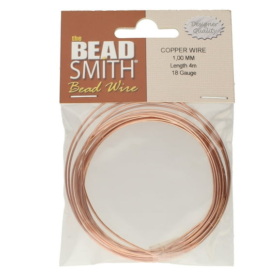 The Beadsmith Professional German Jewelry Wire1.0mm Diameter,18 Gauge,4m Coil100% Copper Beading Wire Used to Jewelry Making, Wire Wrapping, Sculpting, Floral, Modeling and Other DIY Arts & Craft