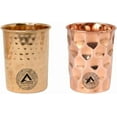 thumbnail image 1 of Copper Glasses Drinking Water Set of 2 Ayurvedic Health Tumblers Copper Cups 10.14 Oz (300 ml) Hammered Diamond, 1 of 3