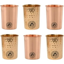 Copper Glasses Drinking Water Set of 6 Ayurvedic Health Tumblers Copper Cups 10.14 Oz (300 ml) Hammered Plain