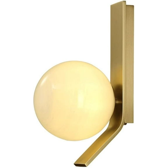 Copper Globe Wall Light Mid Century Glass Wall Sconce, Brass Vanity Wall Lamp Modern Headboard Lighting Fixtures, Living Room Bedroom Bedside Stairs Wall-Mounted Lamps