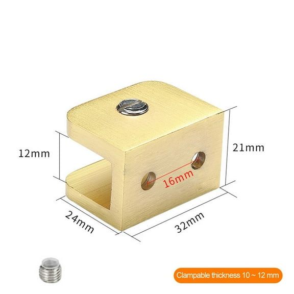 Copper Gold Glass Shelf Clamps,Adjustable Holders for Thick Glass,No Drilling Support Brackets (4 Pack)