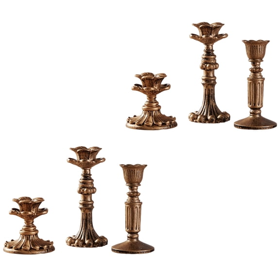 Copper Gold Metal Taper Holders Candlestick Holders,Retro Decorative Candlestick Holders for Table Centerpieces