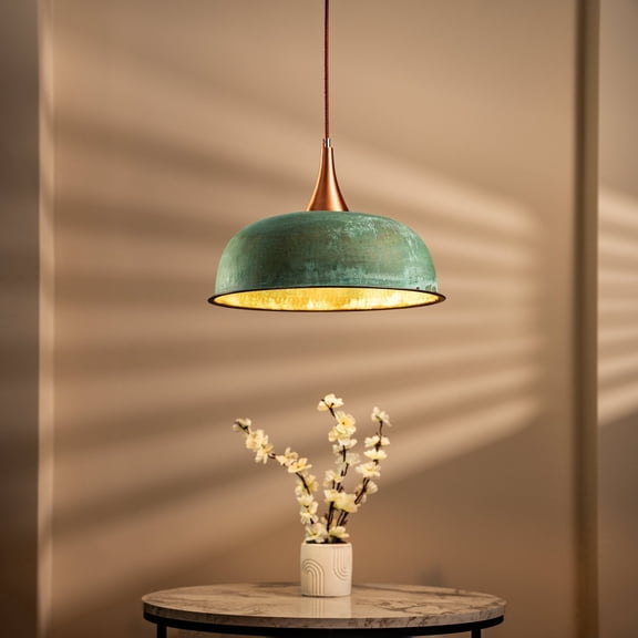 100% Handmade Copper Patina Pendant Light | Hand-Hammered Copper Chandelier for Kitchen, Dining & Living Room | Boho Rustic Farmhouse Hanging Light Fixture | Office & Bar Lighting