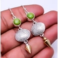 thumbnail image 1 of Copper Green Turquoise 925 Sterling Silver Two Tone Arrow Head Earring 2.34" E27, Beautiful Jewelry For Woman, New Year Sale, Valentin's Day Gift, 1 of 2