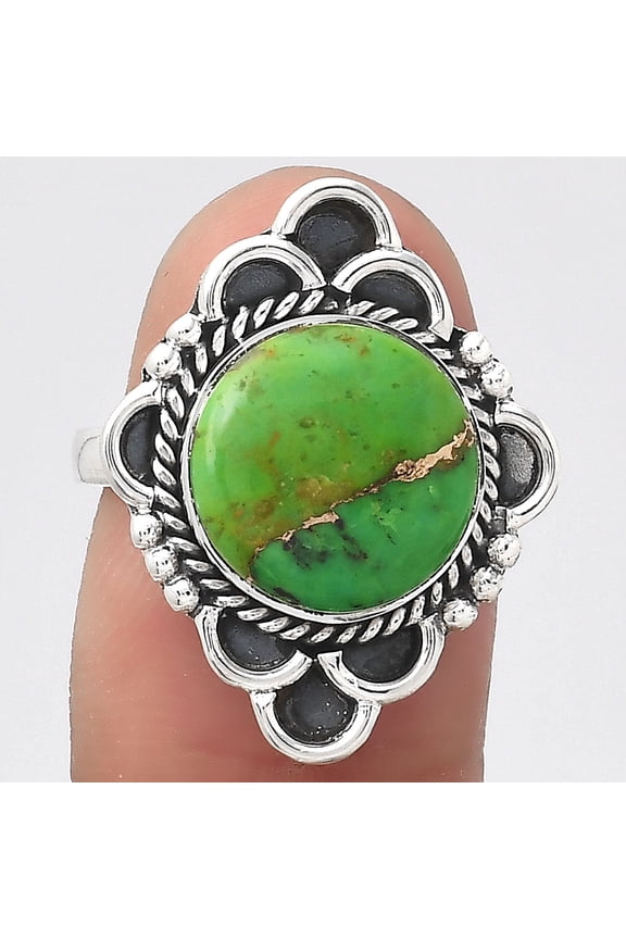 Copper Green Turquoise - Arizona 925 Sterling Silver Ring s.7.5 Jewelry R-1229 SDR246170
