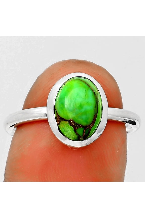 Copper Green Turquoise - Arizona 925 Sterling Silver Ring s.7 Jewelry R-1004 SDR203988