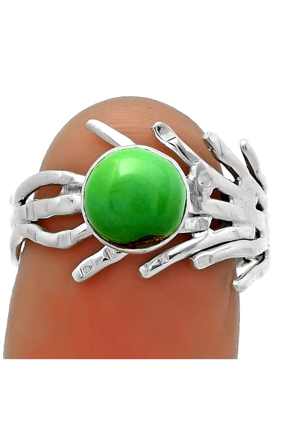 Copper Green Turquoise - Arizona 925 Sterling Silver Ring s.7 Jewelry R-1401 SDR175419