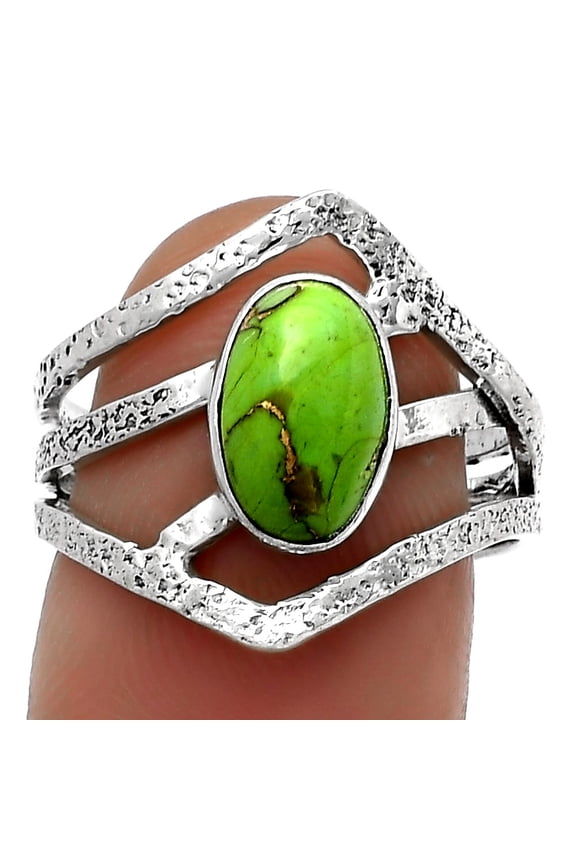 Copper Green Turquoise - Arizona 925 Sterling Silver Ring s.8 Jewelry R-1471 SDR179275