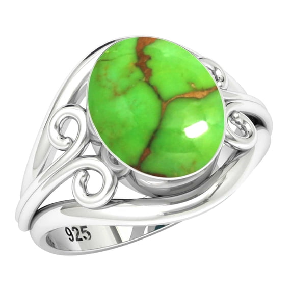 Copper Green Turquoise Ring 925 Sterling Silver Handmade Jewelry