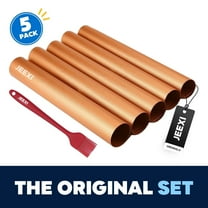 JEEXI Copper Grill Mat - Set of 5 Heavy Duty BBQ Grill Mats Non Stick Easy Clean, BBQ Grill & Baking Mats - Reusable, Pad Bake Cooking Sheet Barbecue Grilling Accessories