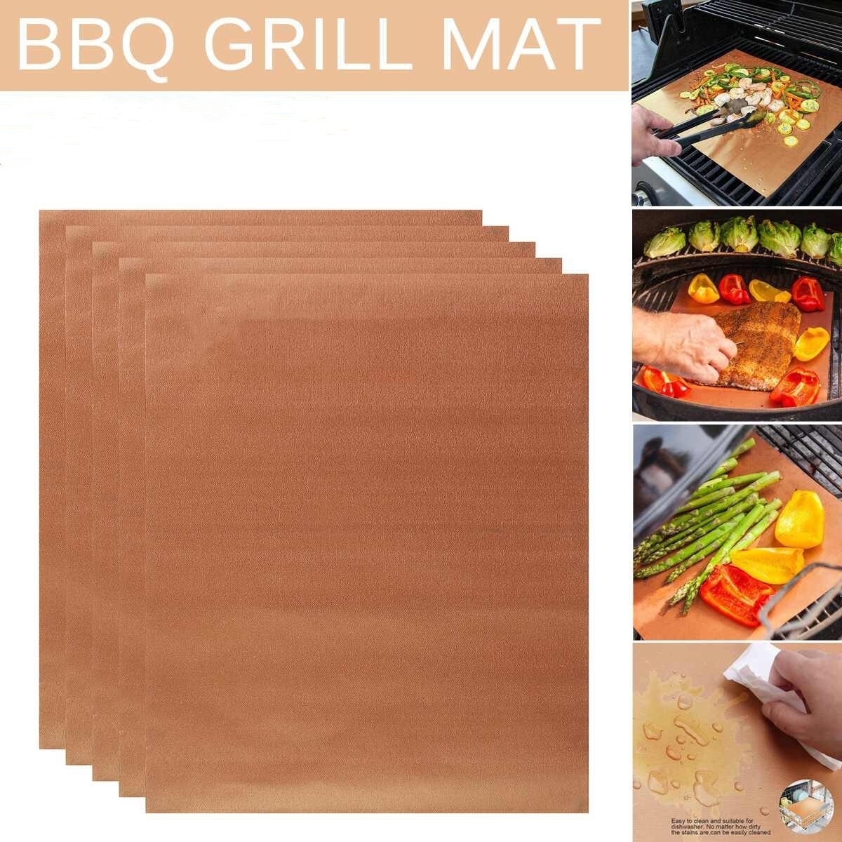 Copper Grill and Baking Mats 5 Pack