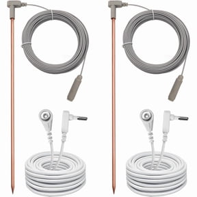 Copper Ground Rod with 40ft Female Ground Wire,Ground Rod Kit,Suitable for Ground Connection Products,with Grounding Mat,2 set ground rod,As Shown