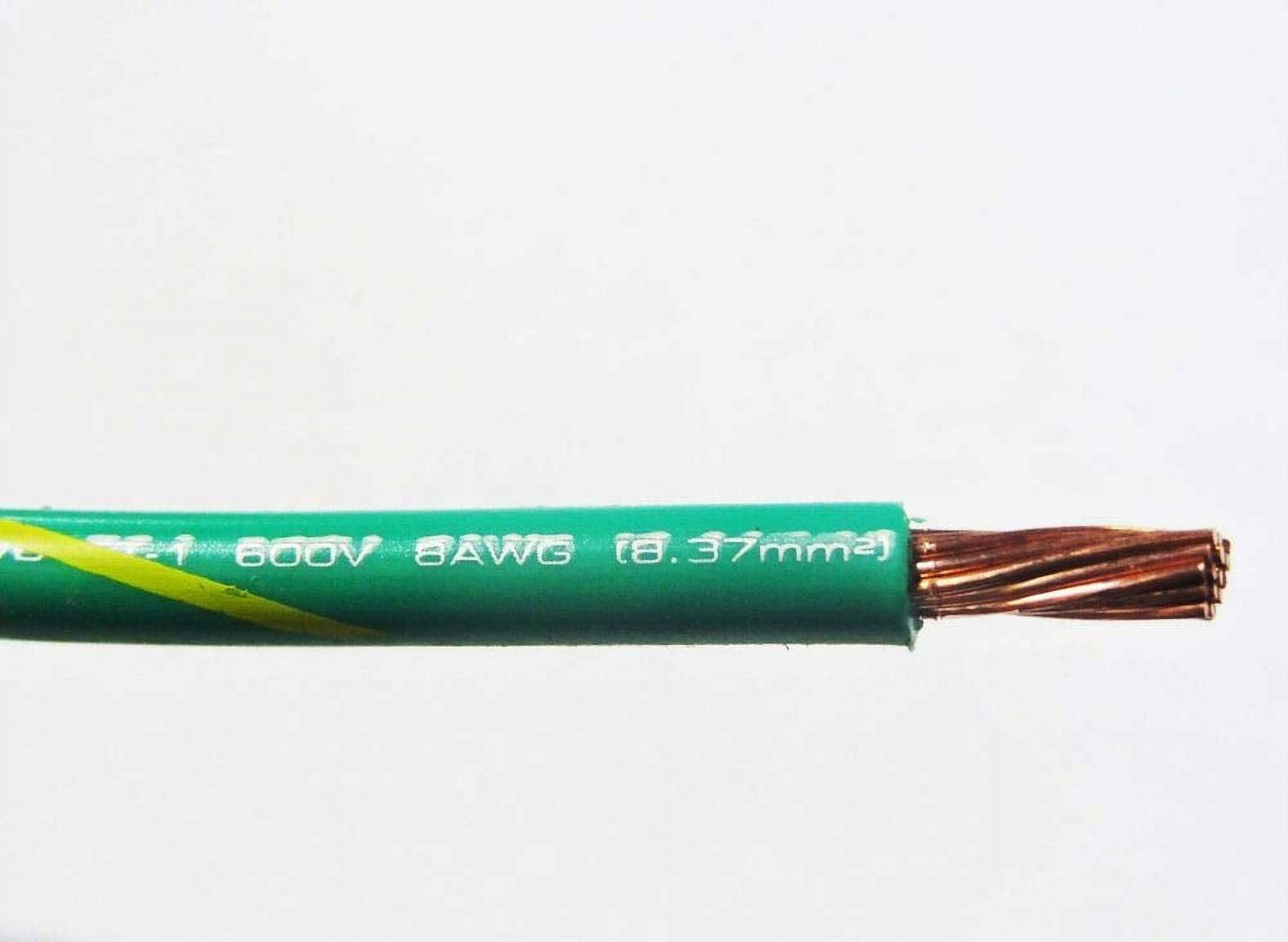 Copper Ground Wire MTW 8 Gauge AWG Green/Yellow Stripe 19 Strands 25
