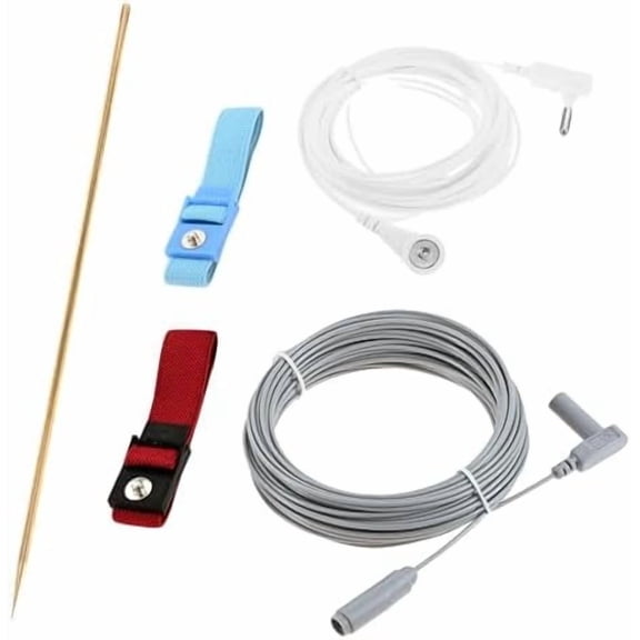 Copper Grounding Rod with 40ft Female Ground Cord, Portable Ground Rod Kit with 15ft Male Wire for Grounded Earth Connected Products Mat Sheet Pillowcase Blankets$$Tools & Hardware Other