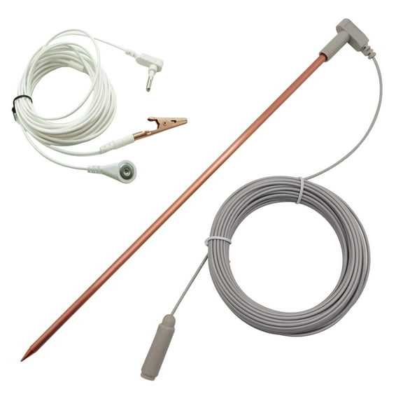 Copper Grounding Rod with double grounding cord & Alligator Clip ,copper ground Rod kit,Connects Your Body to the Earth,Works Well with Sheets, Blanket, Pillowcase,Mat