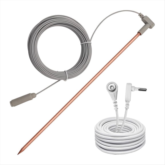 Copper Grounding Rod with 40ft Female Ground Cord, Portable Kit,Great for Grounded Earth Connected Products A