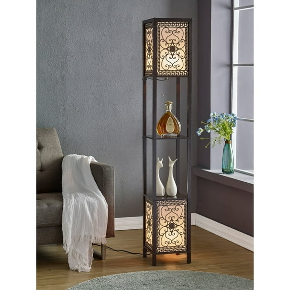 Copper Grove Arans Infinity Heart Shelf 64-inch Espresso Floor Lamp Espresso Black