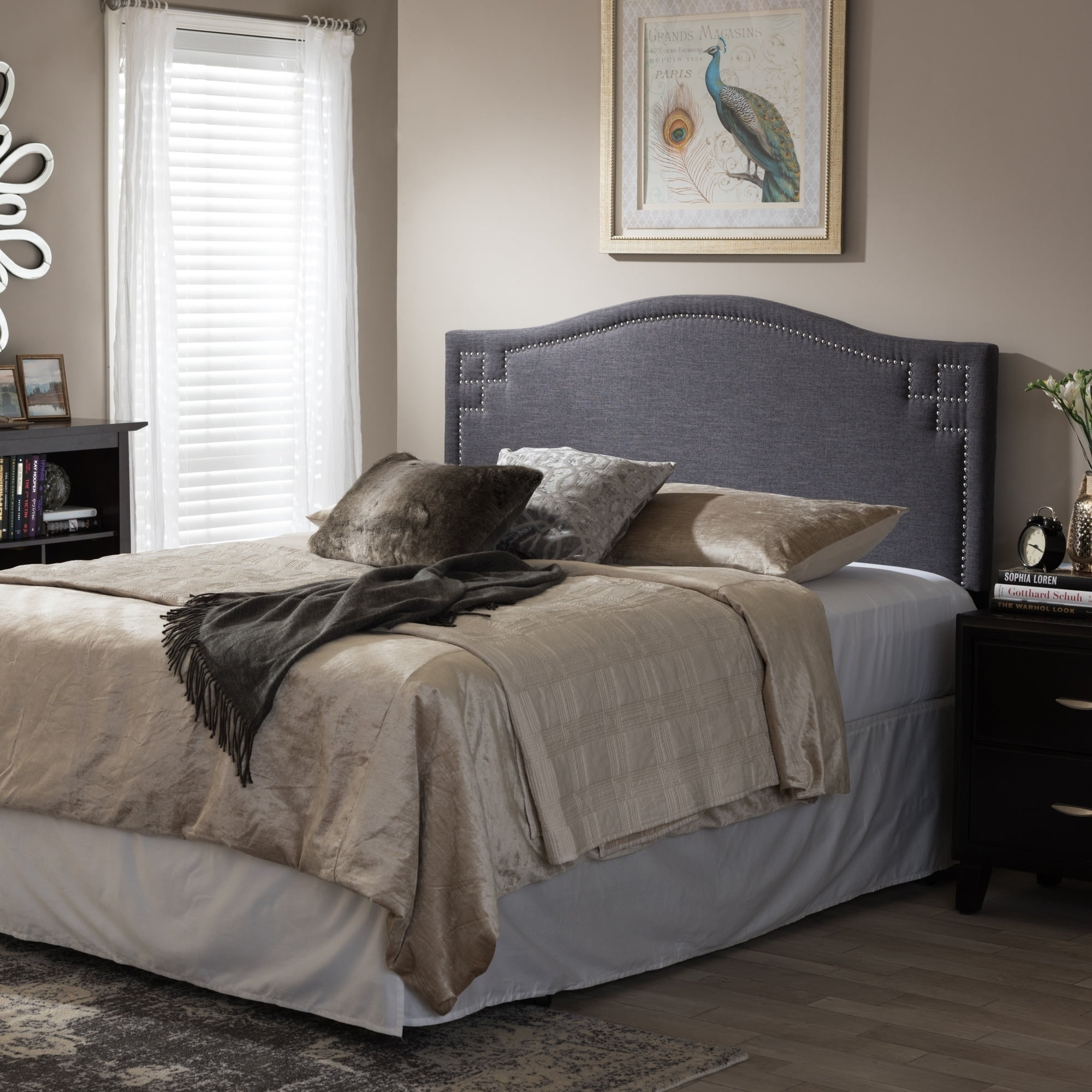 Copper Grove Daisy Modern Dark Grey Upholstered Headboard Beige, Grey ...