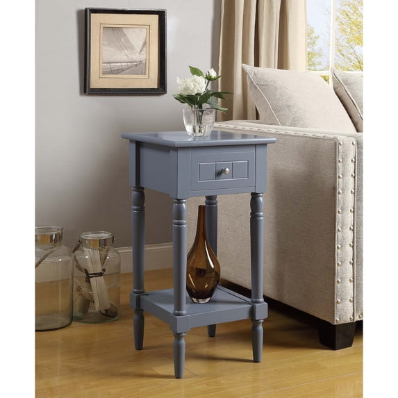 Copper Grove Dalem 1 Drawer Accent Table with Shelf Legs Gray Side Tables, End Tables