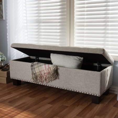Copper Grove Mendocino Beige Button Tufted Storage Ottoman Bench