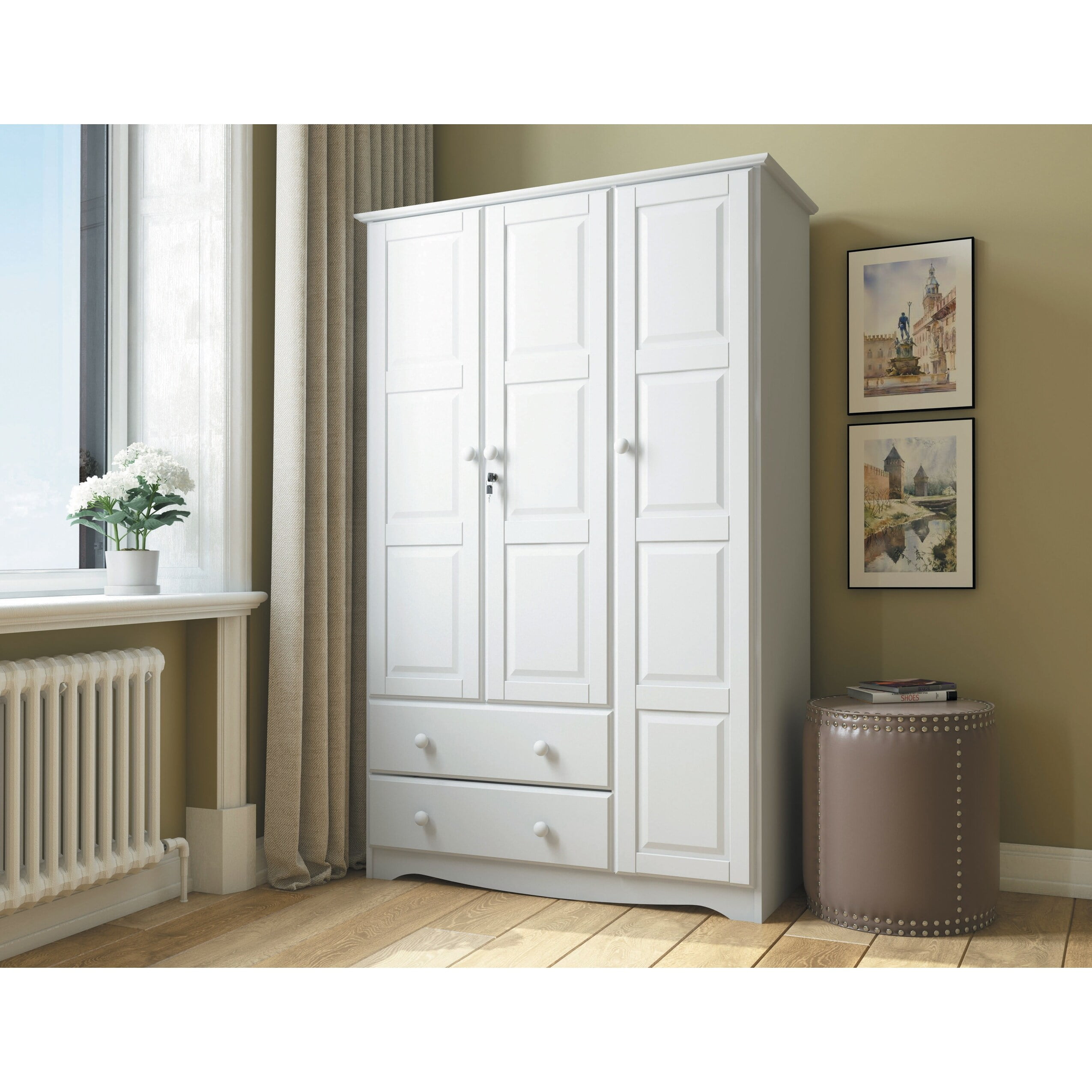Palace imports family white 2024 solid wood wardrobe