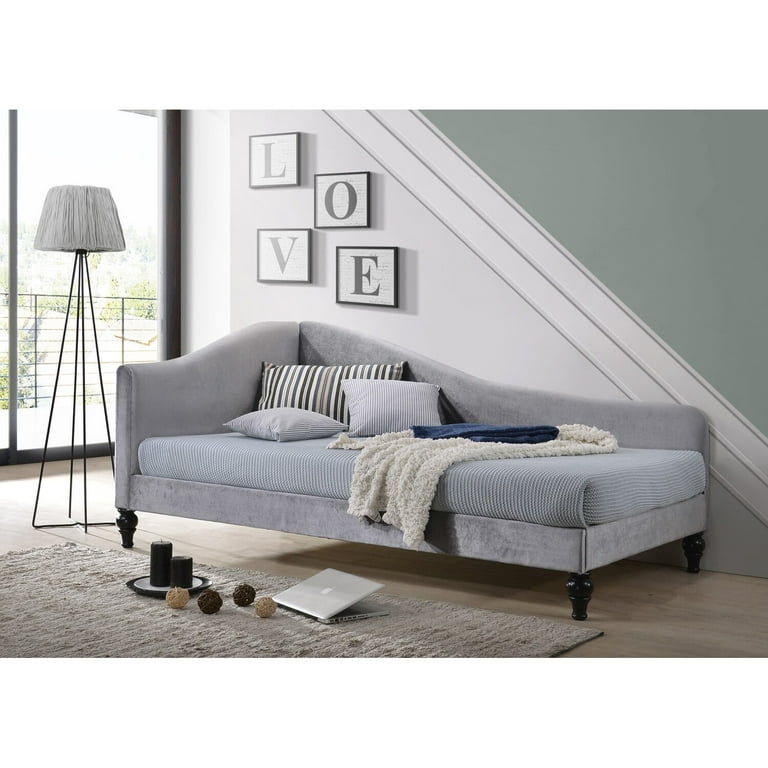 Copper Grove Sete Velvet Upholstered Victorian Twin Daybed Grey