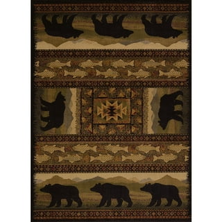 jejeloiu Bear Paw Print Rugs for Living Room Bedroom Boys Nature Wildlife  Bear Head Area Rug 4x5 Wild Animal Decorative Carpet Natural Theme Brown