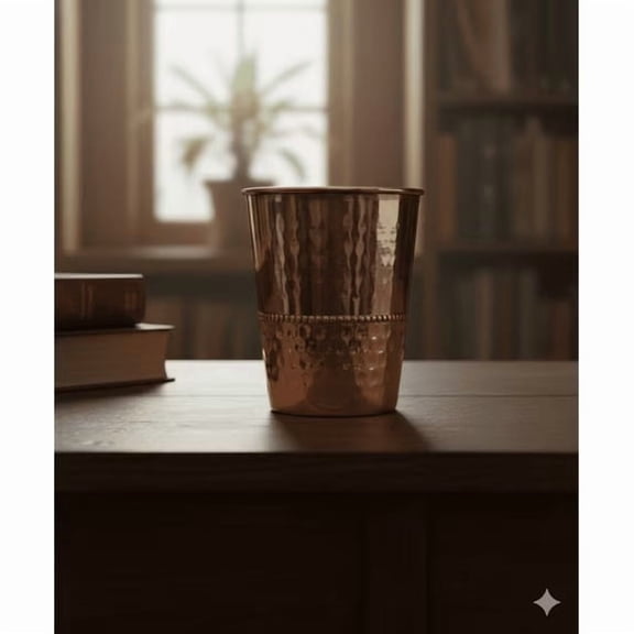 Copper Half HMD Half Plain Moscow Mule Tumbler Drinking Water Glass Serving Cold Beverages Pack Of 2