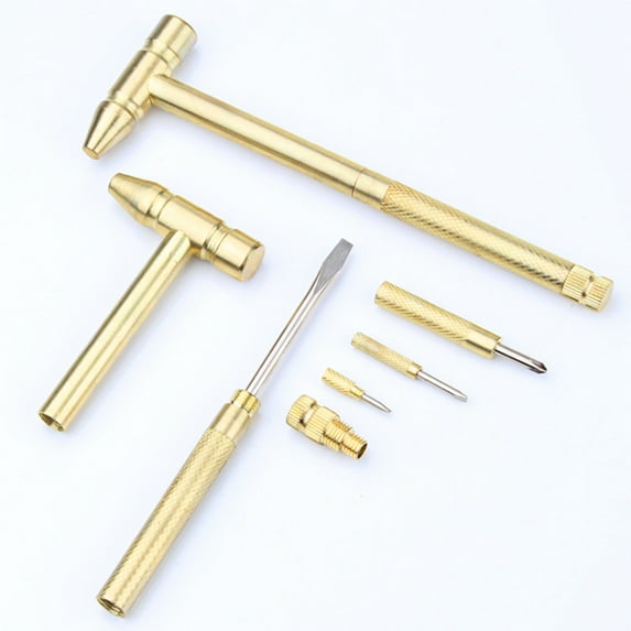 Copper Hammer 5 In 1 Multifunctional Hammer Built-in Small Screwdriver Indoor Outdoor Mini Tool Hand Tool Kit Hammer