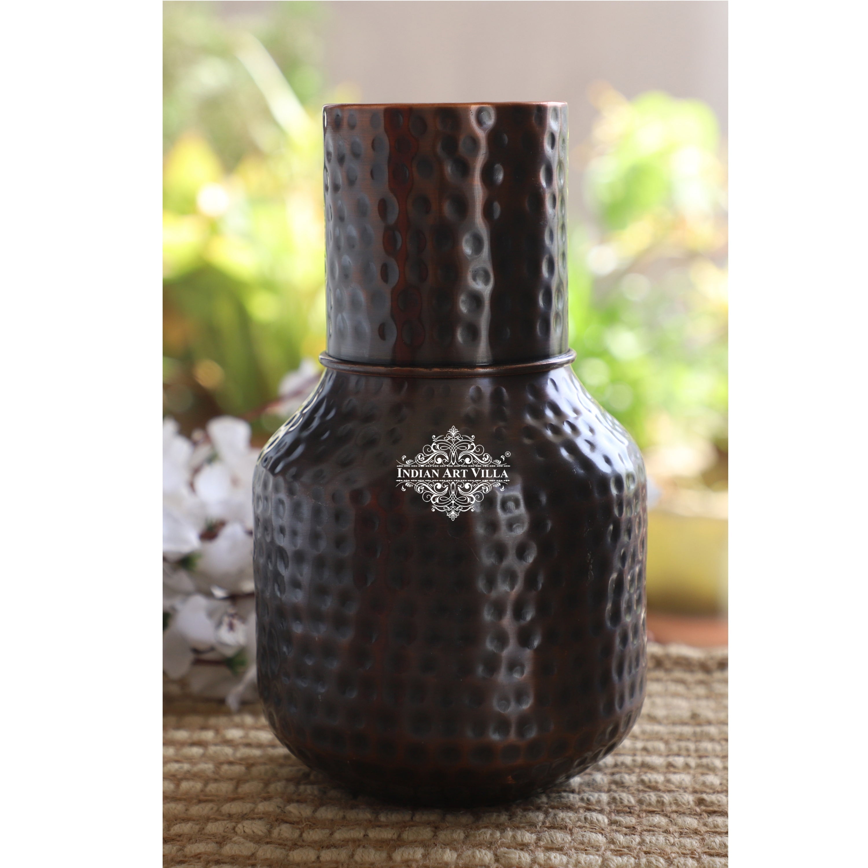 Copper Hammered Antique Dark Finish Ghada Shape bedroom bottle with ...