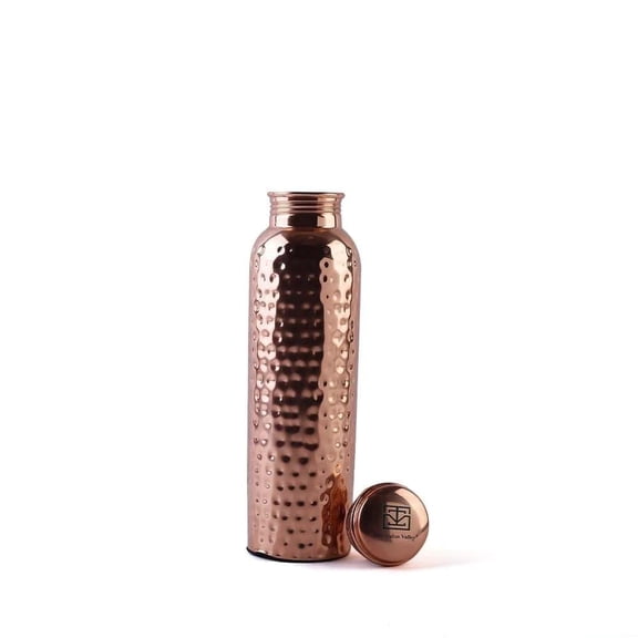 Copper Hammered Bottle Suitable For Home, School, College & Office | 1 Liter, 270 Grams, Leak Proof | Rust Proof, Easy To Carry, Pure & Healthy, 100% Toxin Free