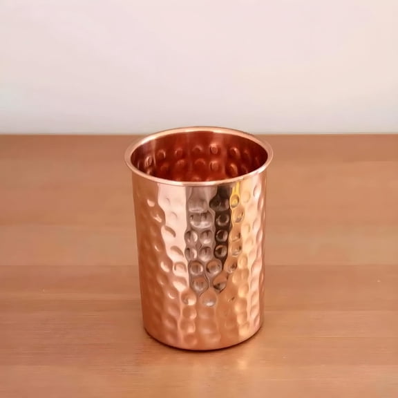 Copper Hammered Moscow Mule Tumbler Drinking Water Glass Serving Cold Beverages 300 Ml Pack Of 2