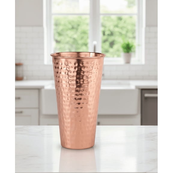 Copper Hammered Moscow Mule Tumbler Drinking Water Glass Serving Cold Beverages 500 Ml Pack Of 2
