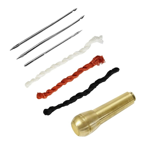 Copper Handle 3 Sewing Awl Hand Stitcher Shoe Repair Tool with Nylon Cord Thread for Repairing Canvas Leather