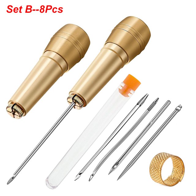 Copper Handle Awl Needles Kit Hand Stitching Tool For Repairing Canvas