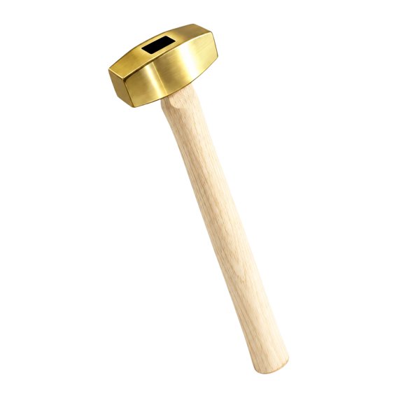 Copper Head Hammer Striking Tool with Epoxy-Secured Grip and Rectangular Working Profile for Implement Strikes and Workpiece Flattening