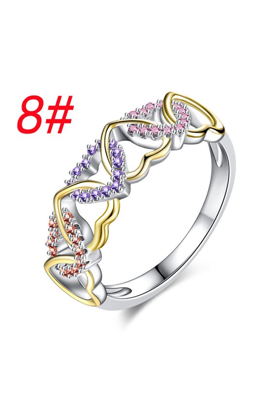 Copper Heart Inlay Ring For Couples Micro Geometry Korean Styling Electroplated Gift Wedding For Men And Women