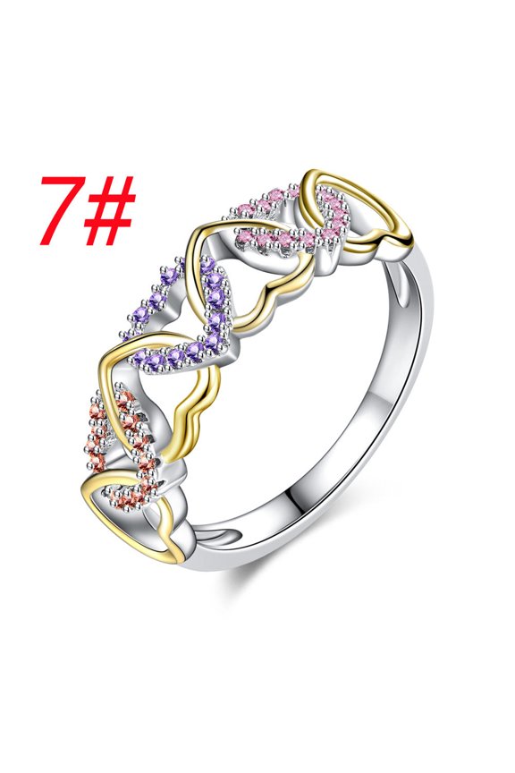 Copper Heart Inlay Ring For Couples Micro Geometry Korean Styling Electroplated Gift Wedding For Men And Women