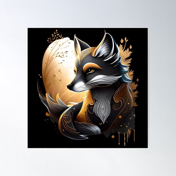 Copper Highlight Kitsune - The Fox For Stealthy Intelligence Poster Wall Art, Modern Wall Decor For Living Room Bedroom, 12x18 UNFRAMED