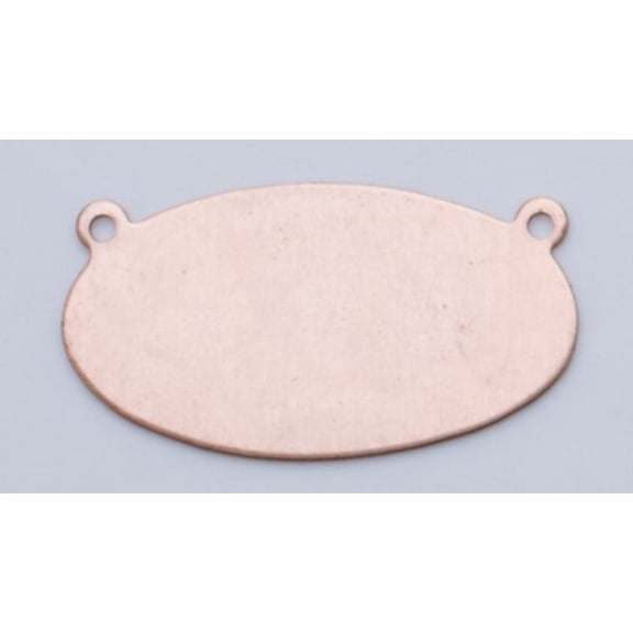 Copper Horizontal Oval with 2 Rings, 24 Gauge, 1 by 1/2 Inch, Pack of 6
