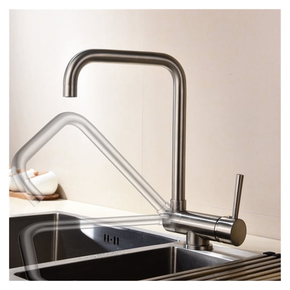 Copper Hot And Cold Seven-character Kitchen Faucet Sink Washbasin Washbasin Faucet Foldable Universal Rotating Faucet ,Easy to Use